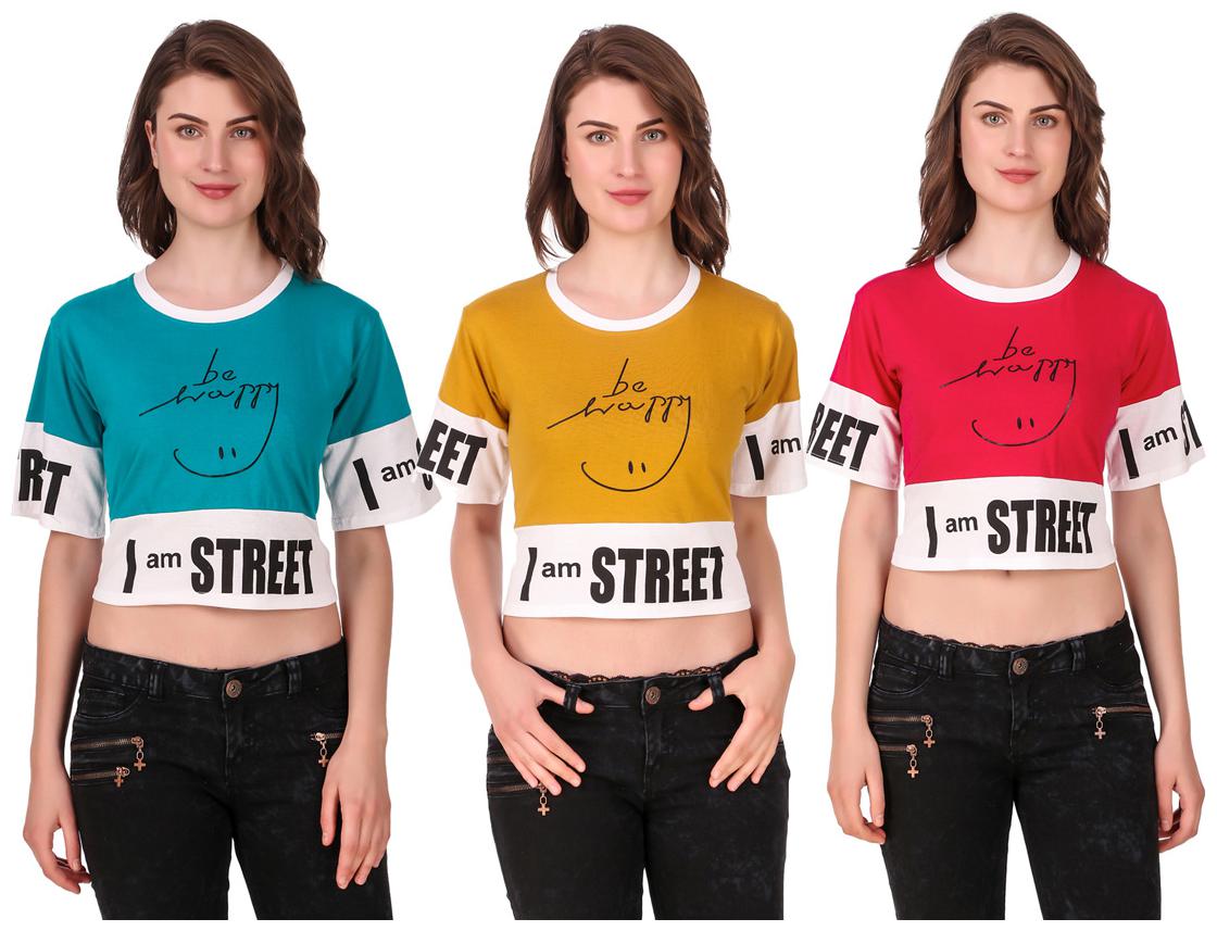 

AARYA WORLD Women Solid Crop top - Multi