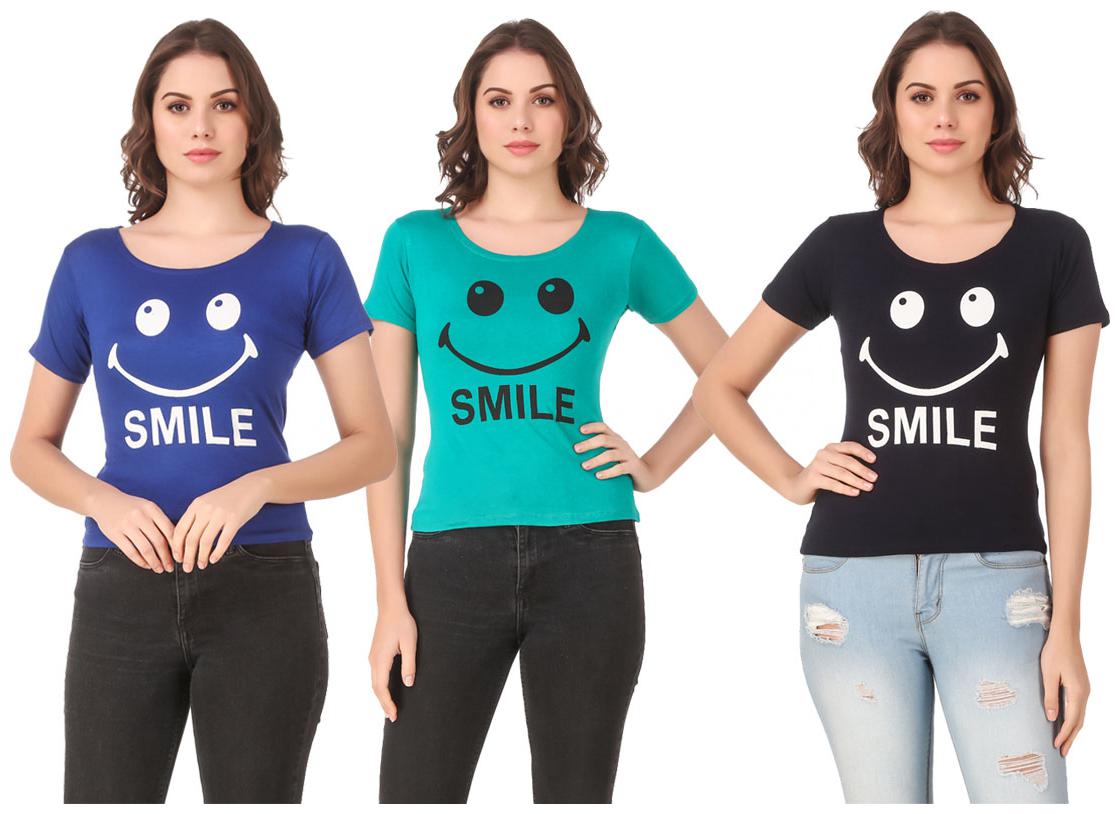 

AARYA WORLD Women Lycra Printed Multi T Shirt