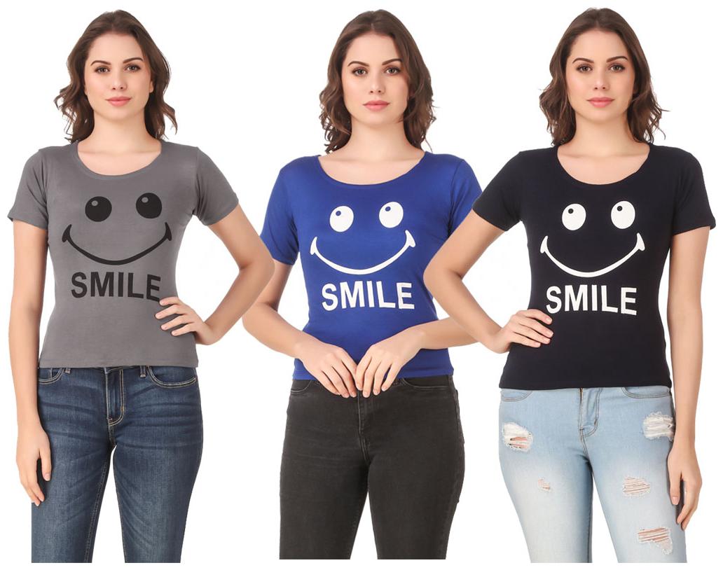 

AARYA WORLD Women Lycra Printed Multi T Shirt