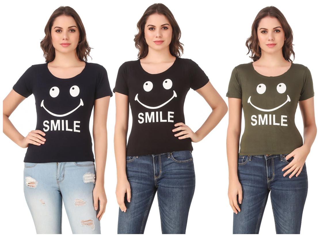 

AARYA WORLD Women Lycra Printed Multi T Shirt