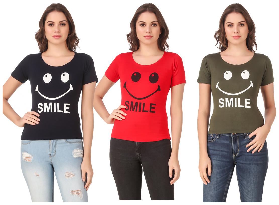 

AARYA WORLD Women Lycra Printed Multi T Shirt