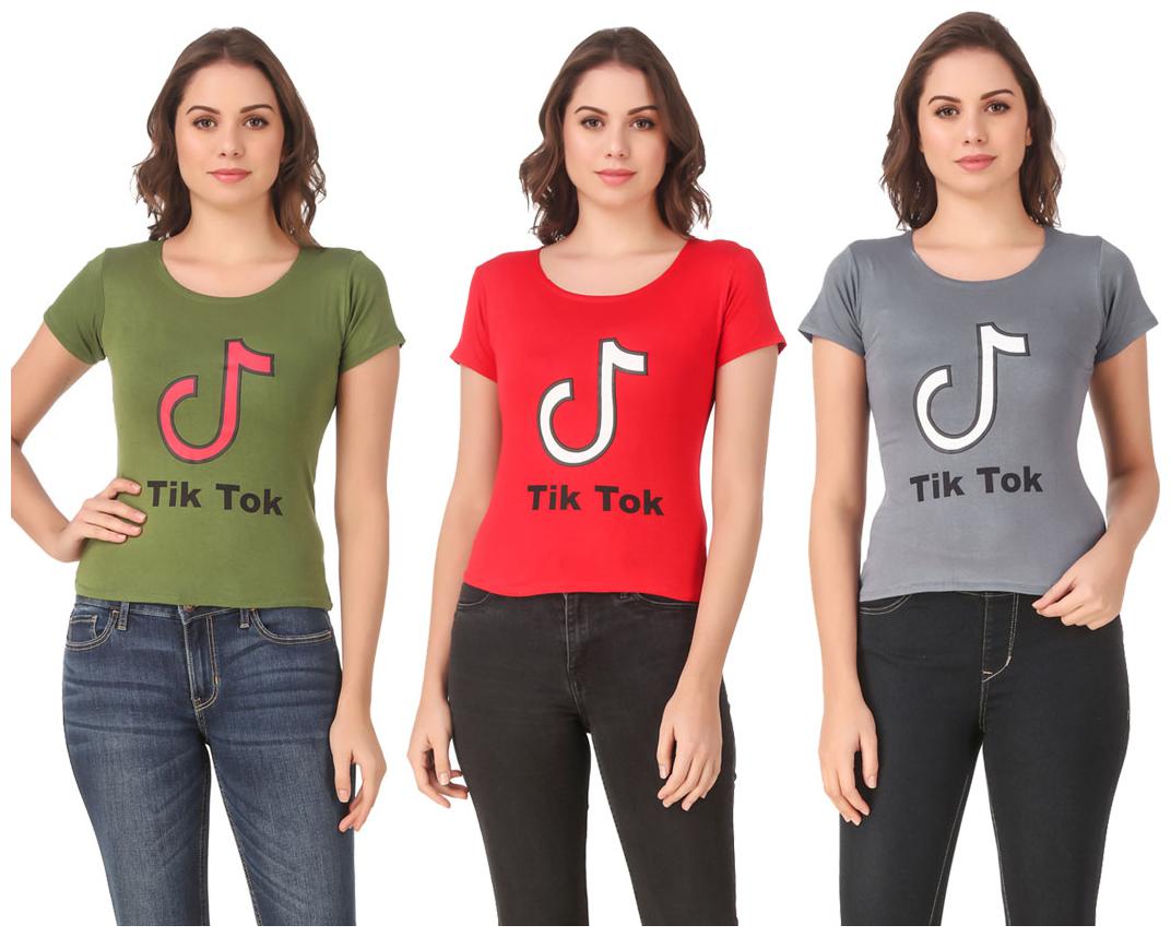 

AARYA WORLD Women Lycra Printed Multi T Shirt