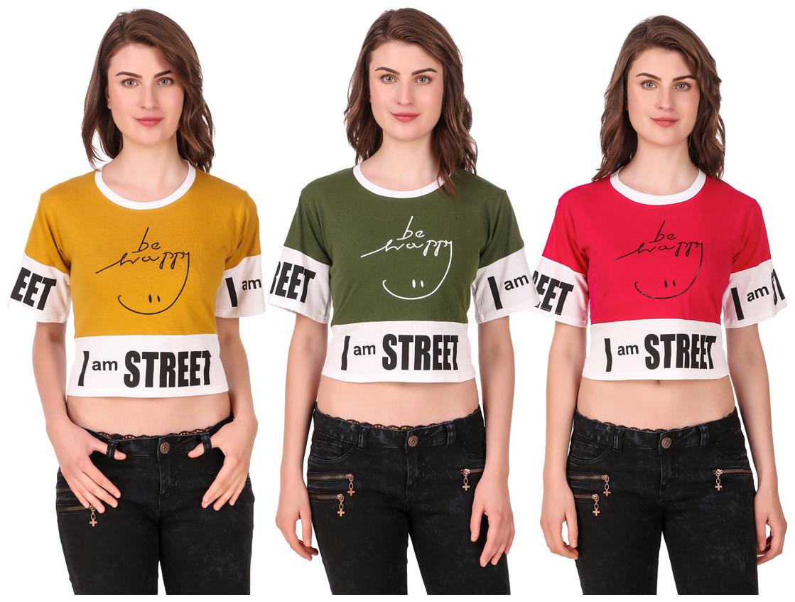 

AARYA WORLD Women Solid Crop top - Multi