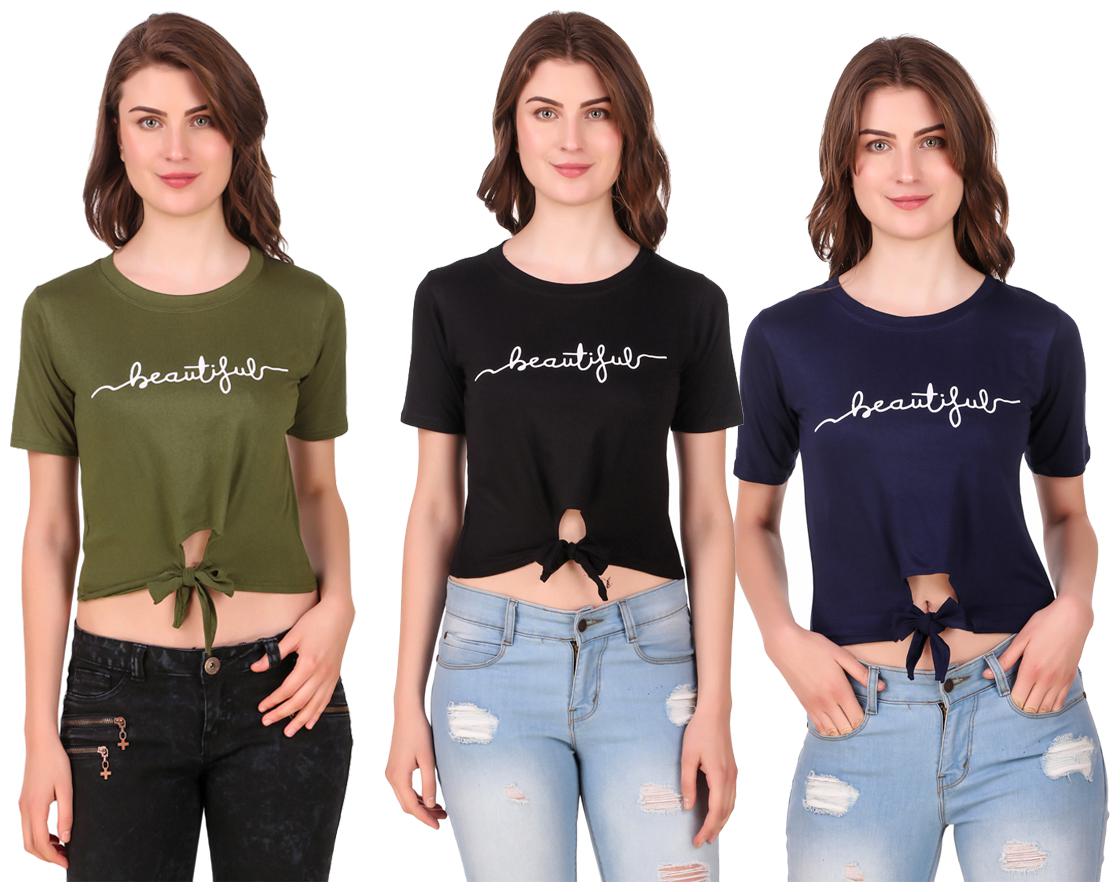 

AARYA WORLD Women Solid Crop top - Multi