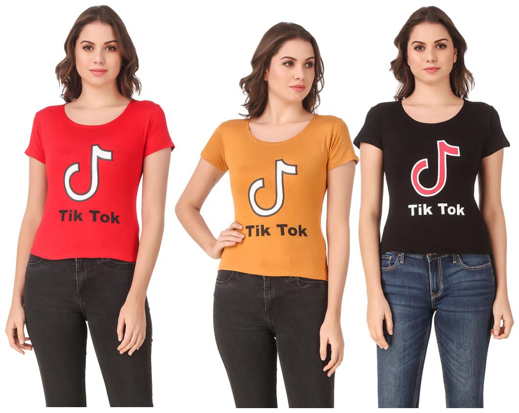 

AARYA WORLD Women Lycra Printed Multi T Shirt
