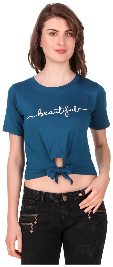 

AARYA WORLD Women Solid Crop top - Blue