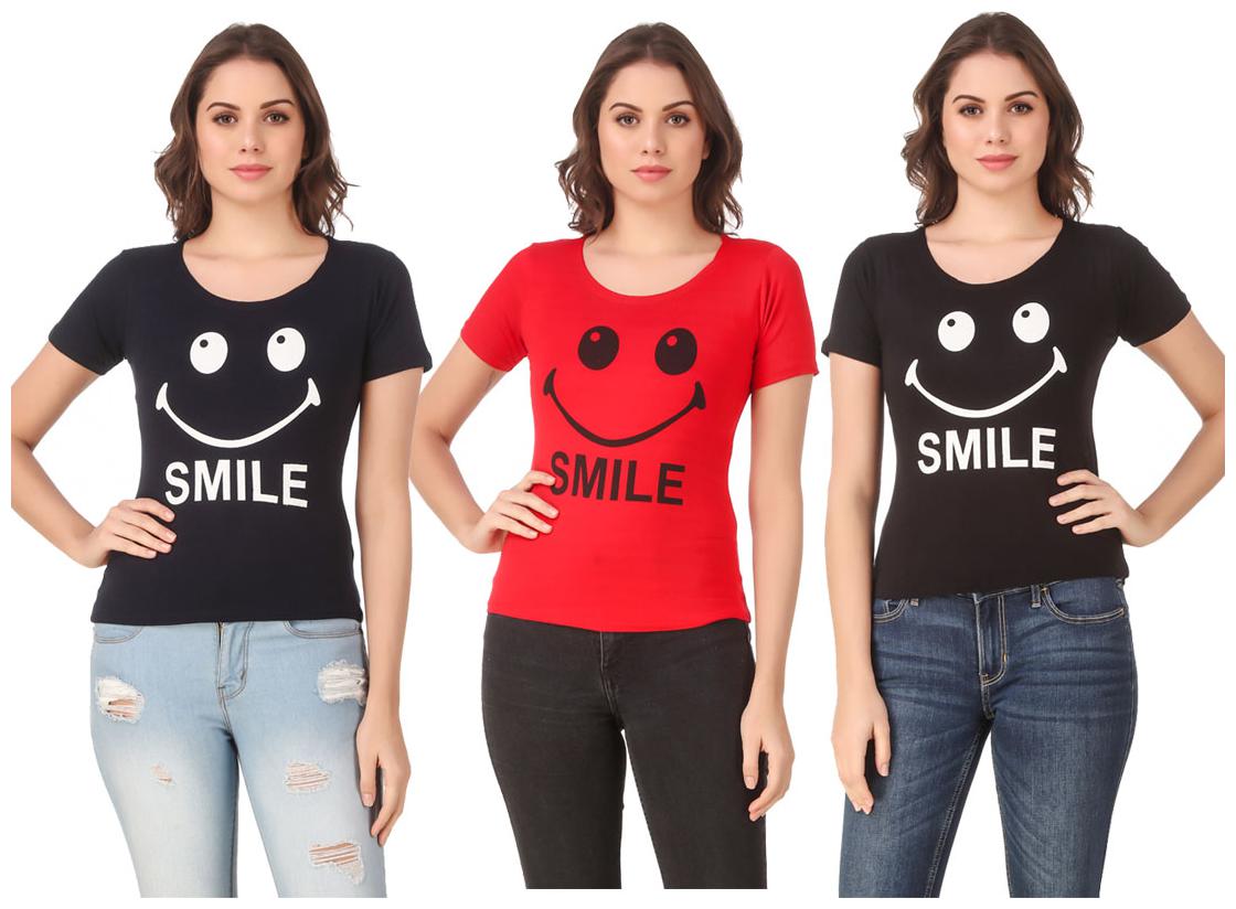 

AARYA WORLD Women Lycra Printed Multi T Shirt