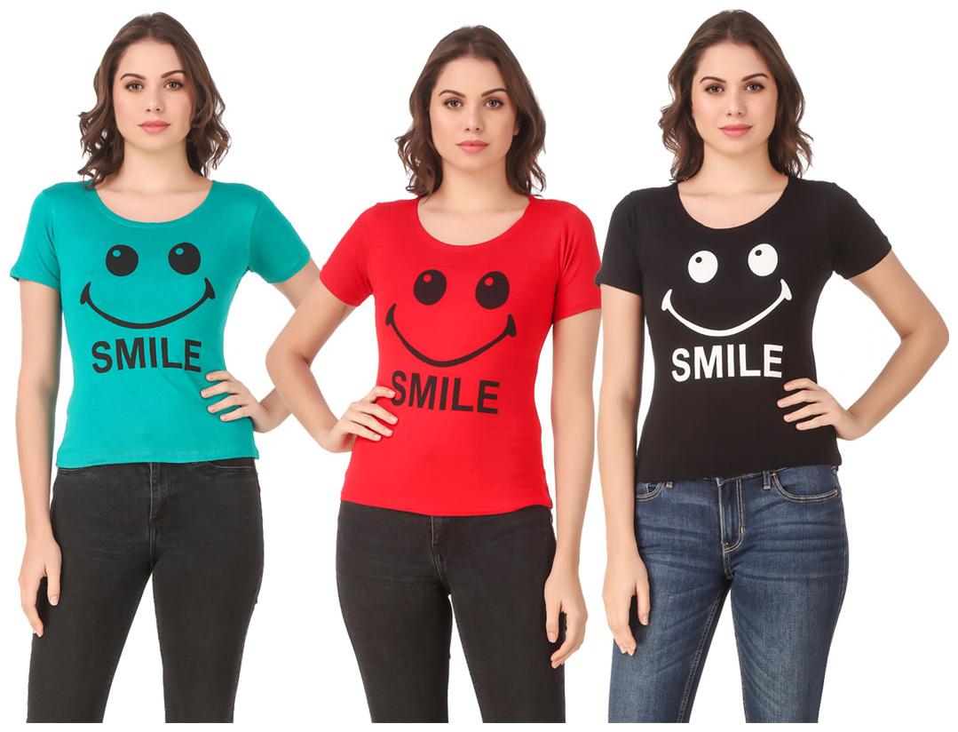 

AARYA WORLD Women Lycra Printed Multi T Shirt