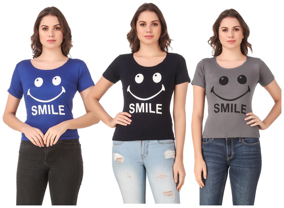 

AARYA WORLD Women Lycra Printed Multi T Shirt