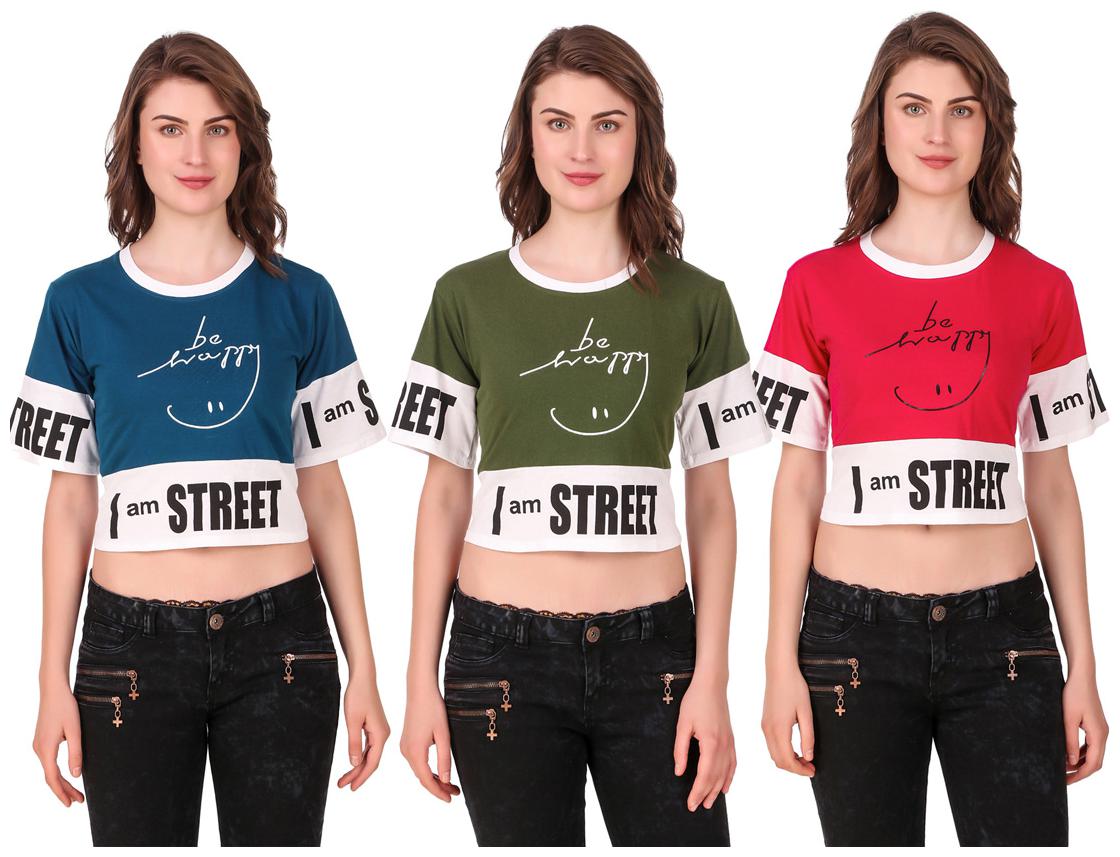

AARYA WORLD Women Solid Crop top - Multi