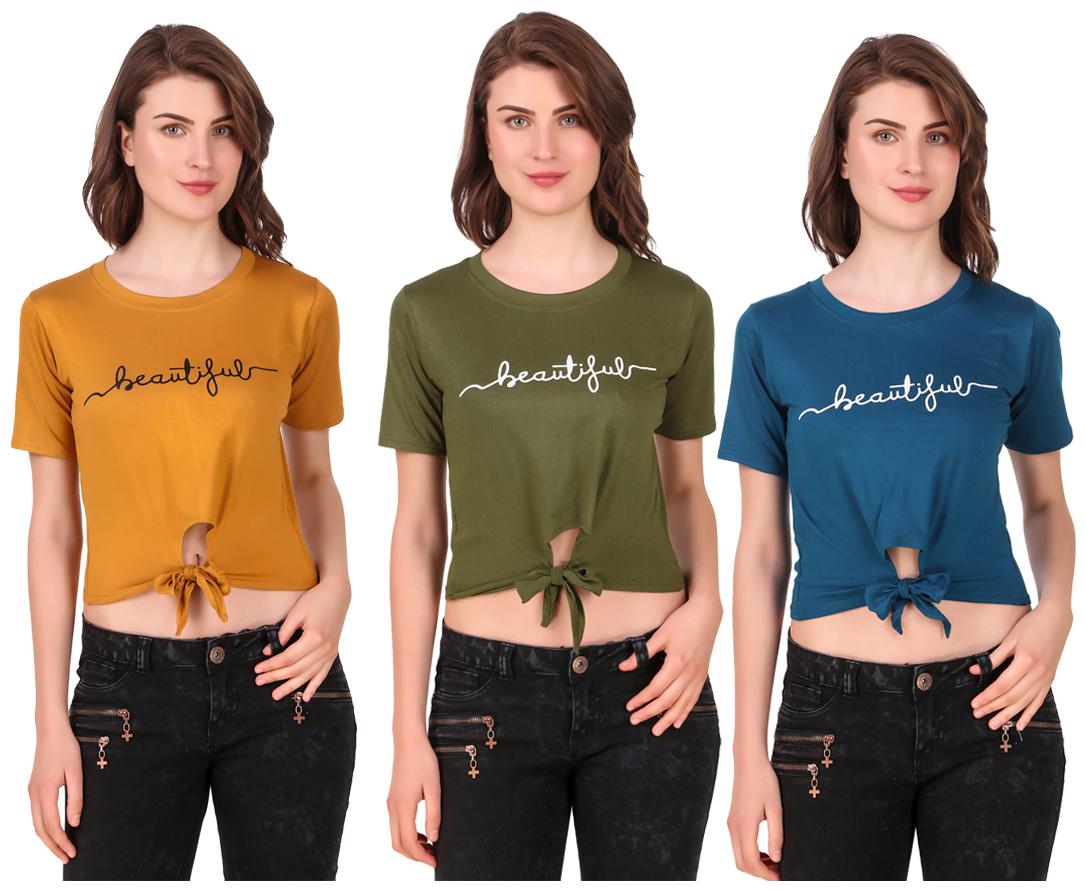 

AARYA WORLD Women Solid Crop top - Multi