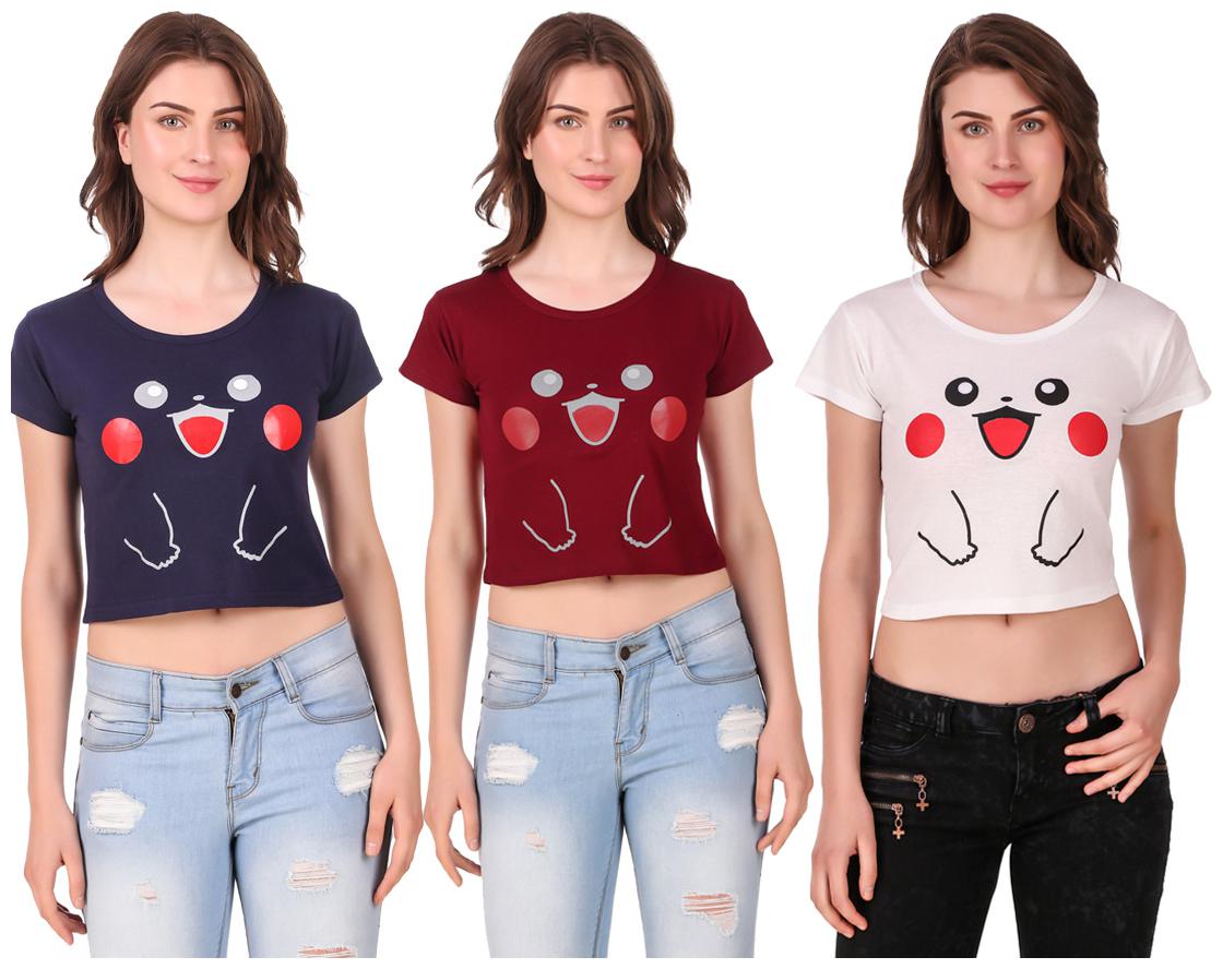 

AARYA WORLD Women Solid Crop top - Multi