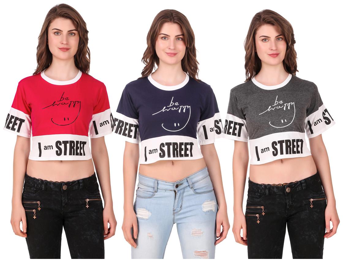 

AARYA WORLD Women Solid Crop top - Multi