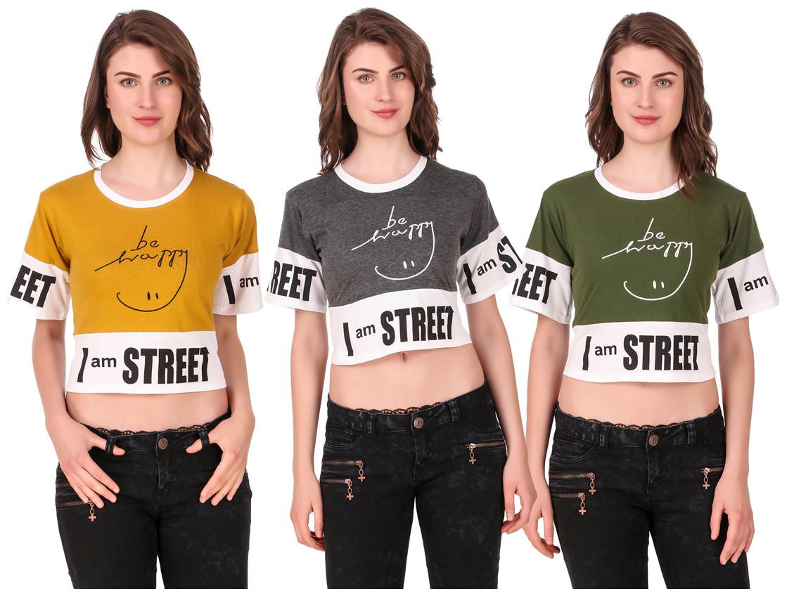 

AARYA WORLD Women Solid Crop top - Multi