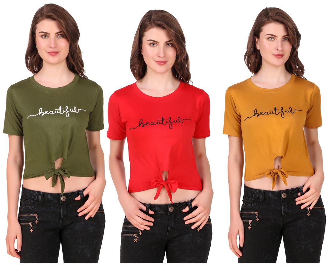 

AARYA WORLD Women Solid Crop top - Multi