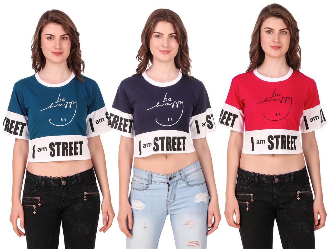 

AARYA WORLD Women Solid Crop top - Multi