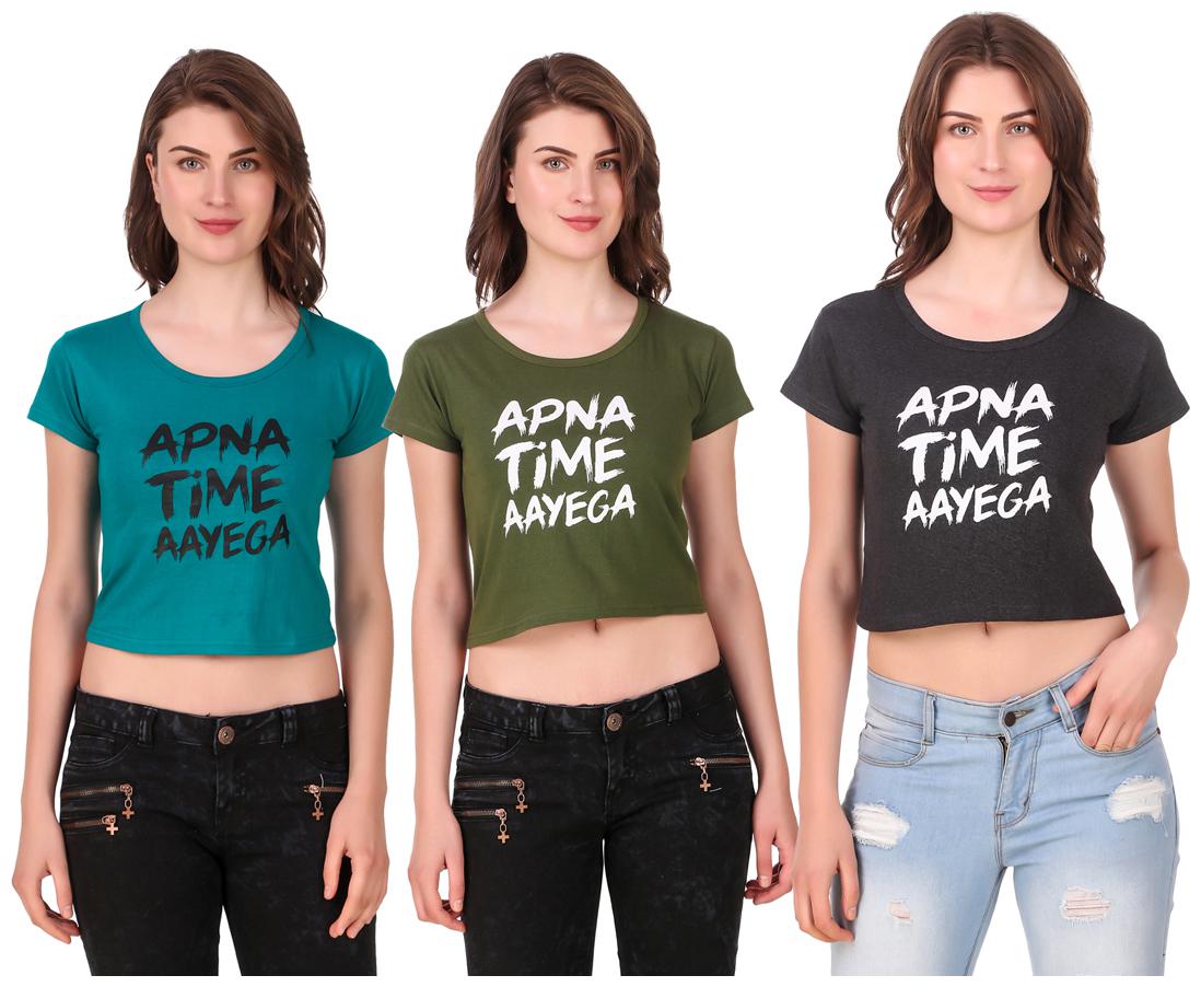 

AARYA WORLD Women Solid Crop top - Multi