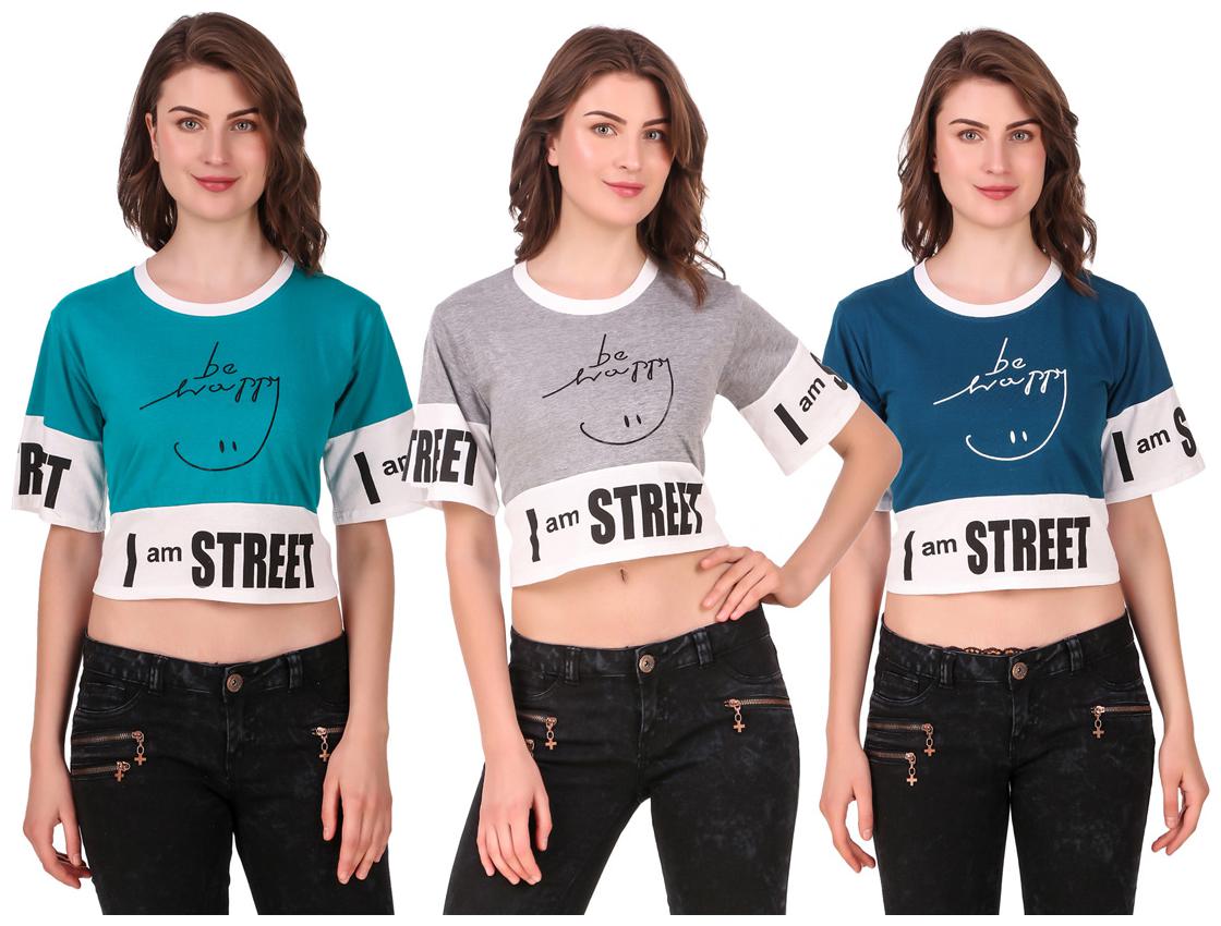 

AARYA WORLD Women Solid Crop top - Multi