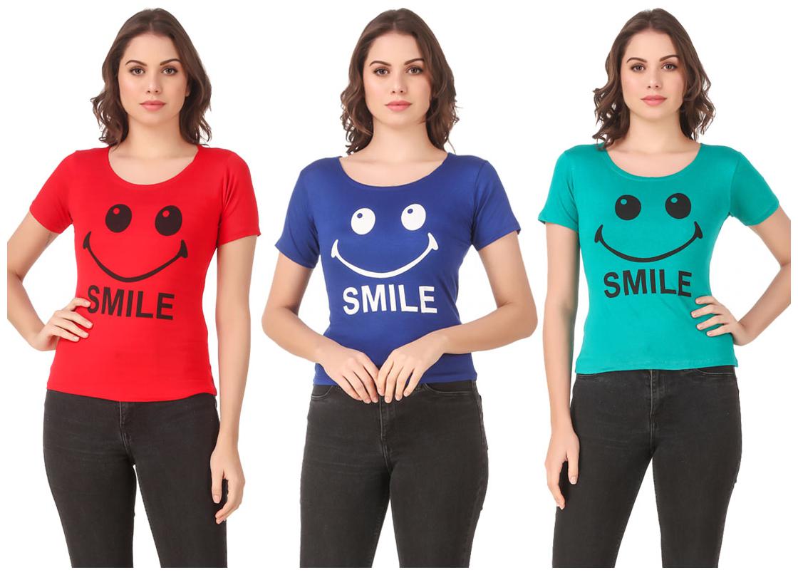 

AARYA WORLD Women Lycra Printed Multi T Shirt