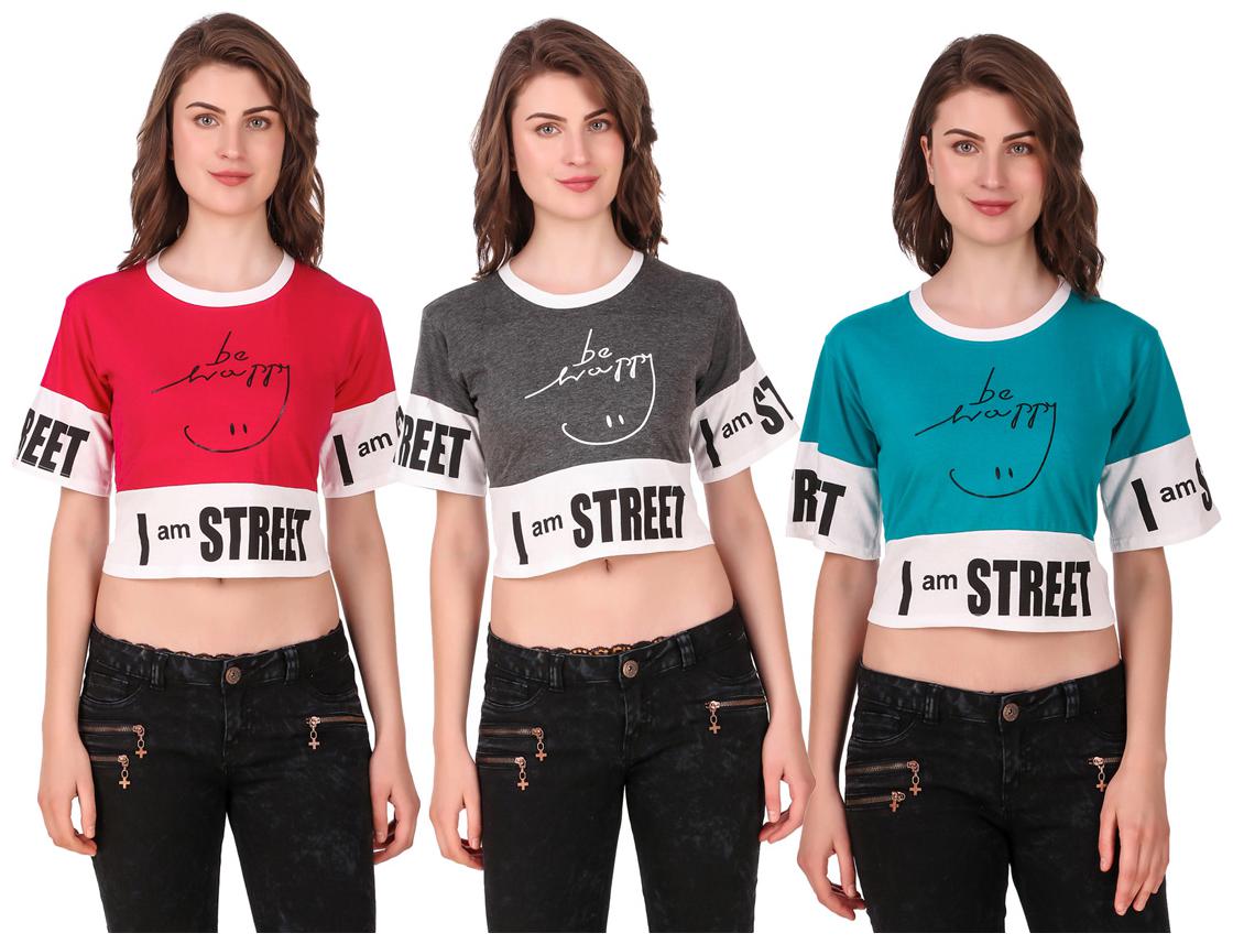 

AARYA WORLD Women Solid Crop top - Multi