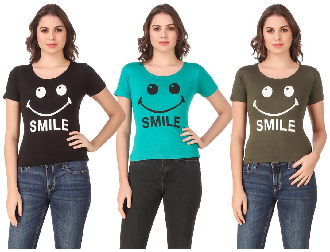 

AARYA WORLD Women Lycra Printed Multi T Shirt