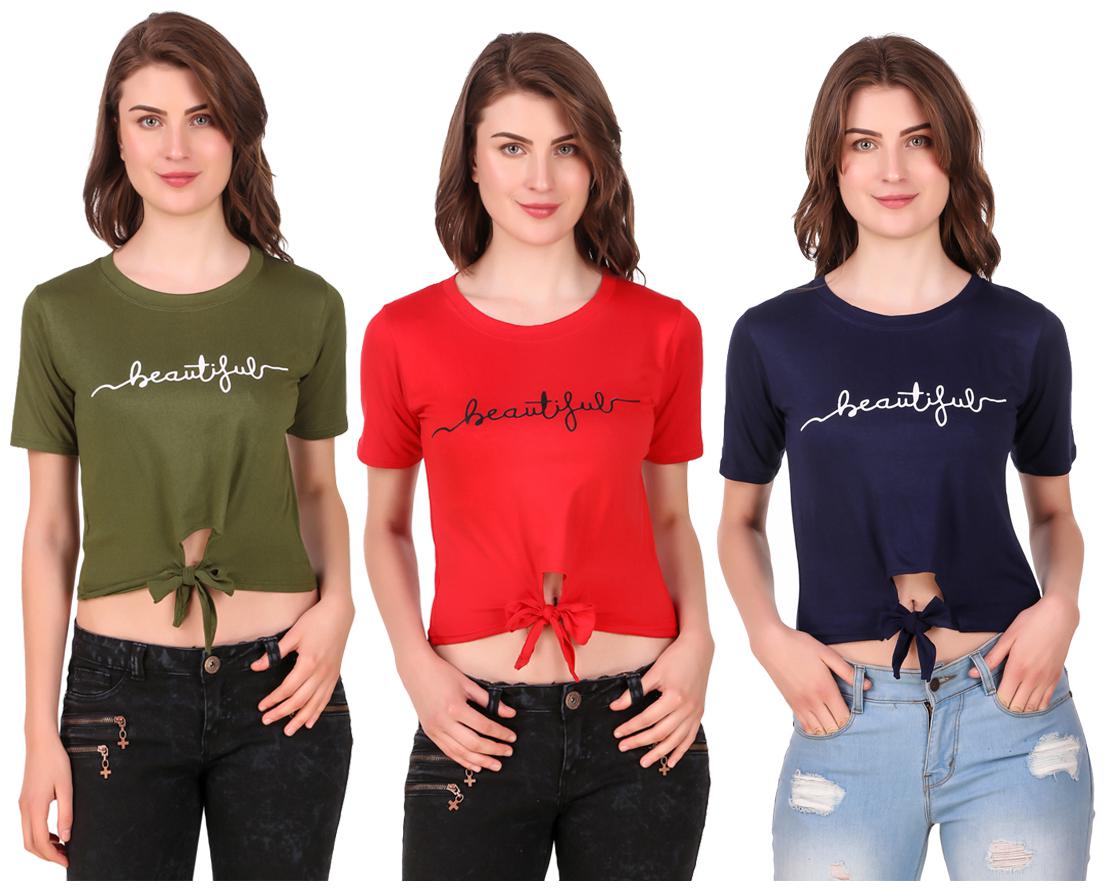 

AARYA WORLD Women Solid Crop top - Multi