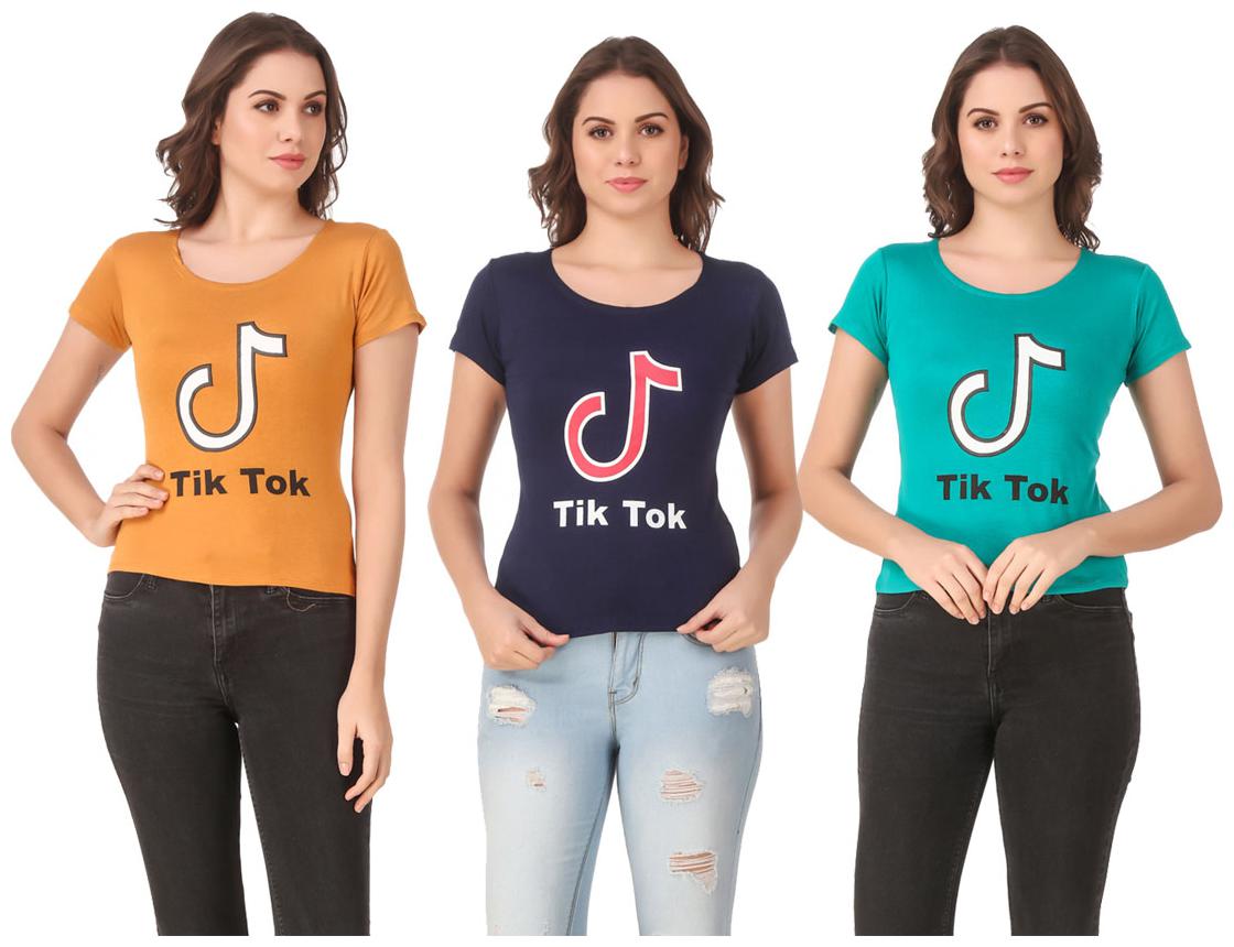 

AARYA WORLD Women Lycra Printed Multi T Shirt