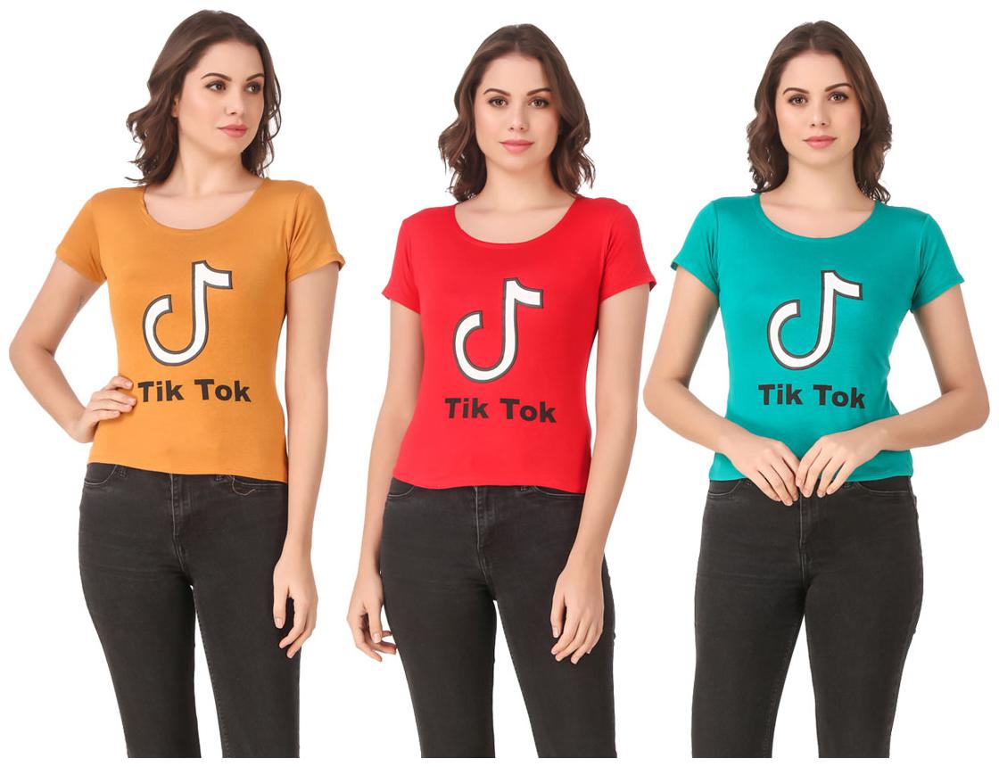 

AARYA WORLD Women Lycra Printed Multi T Shirt