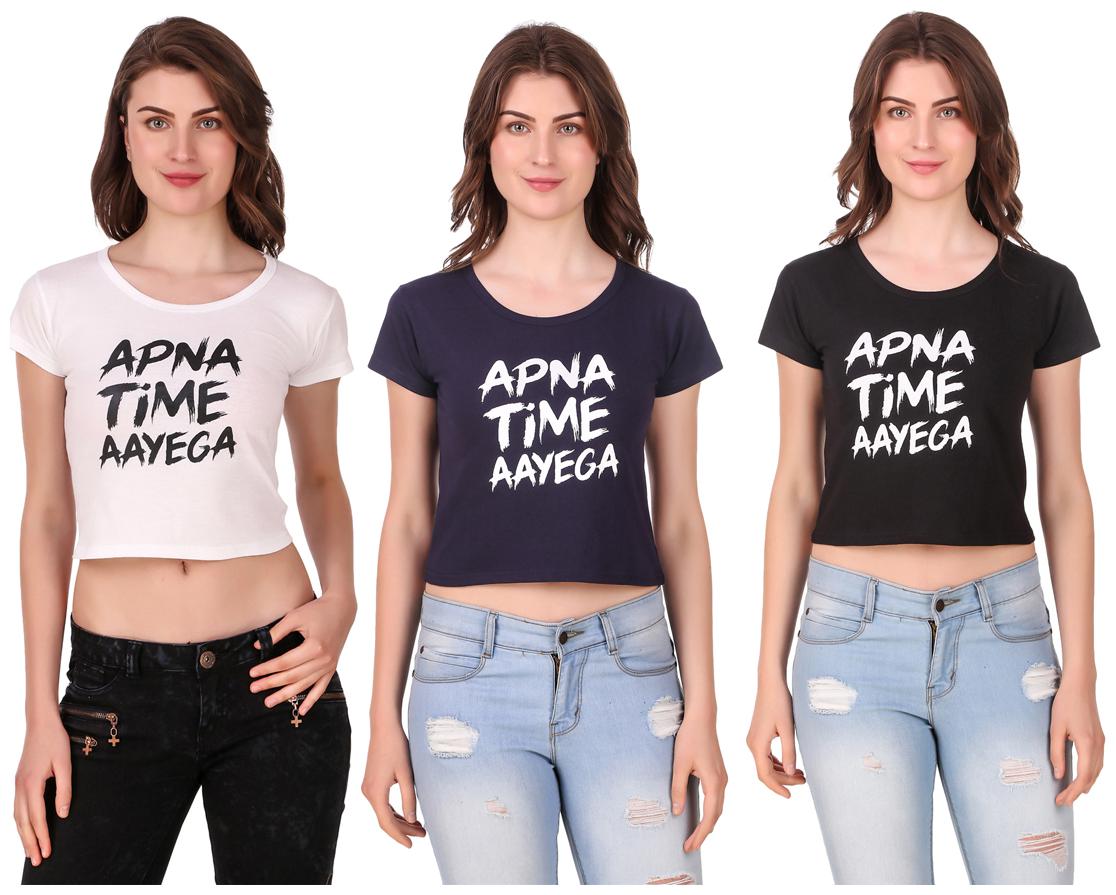 

AARYA WORLD Women Solid Crop top - Multi