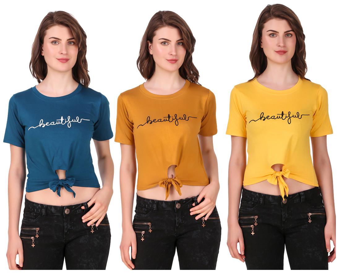 

AARYA WORLD Women Solid Crop top - Multi