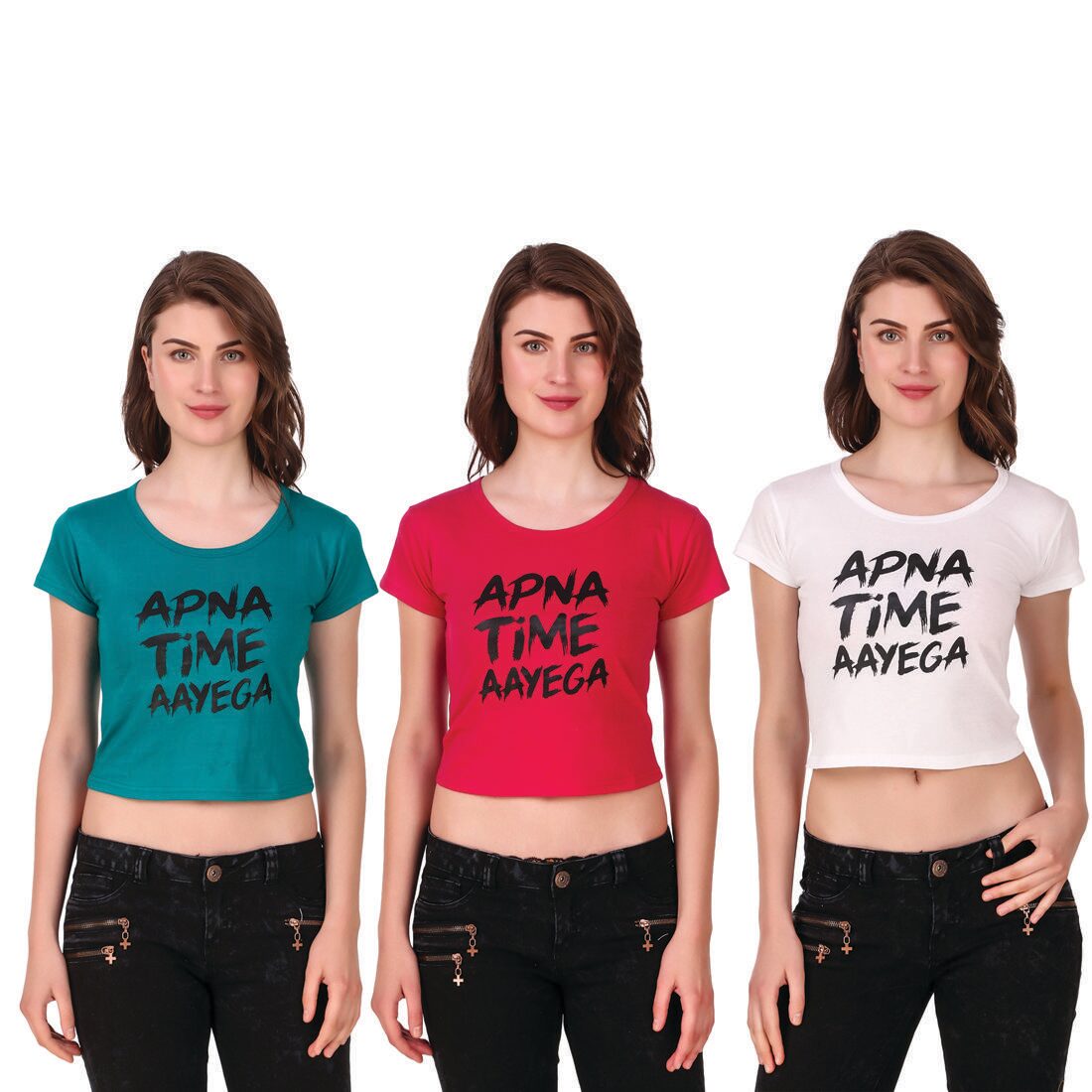 

AARYA WORLD Women Solid Crop top - Multi