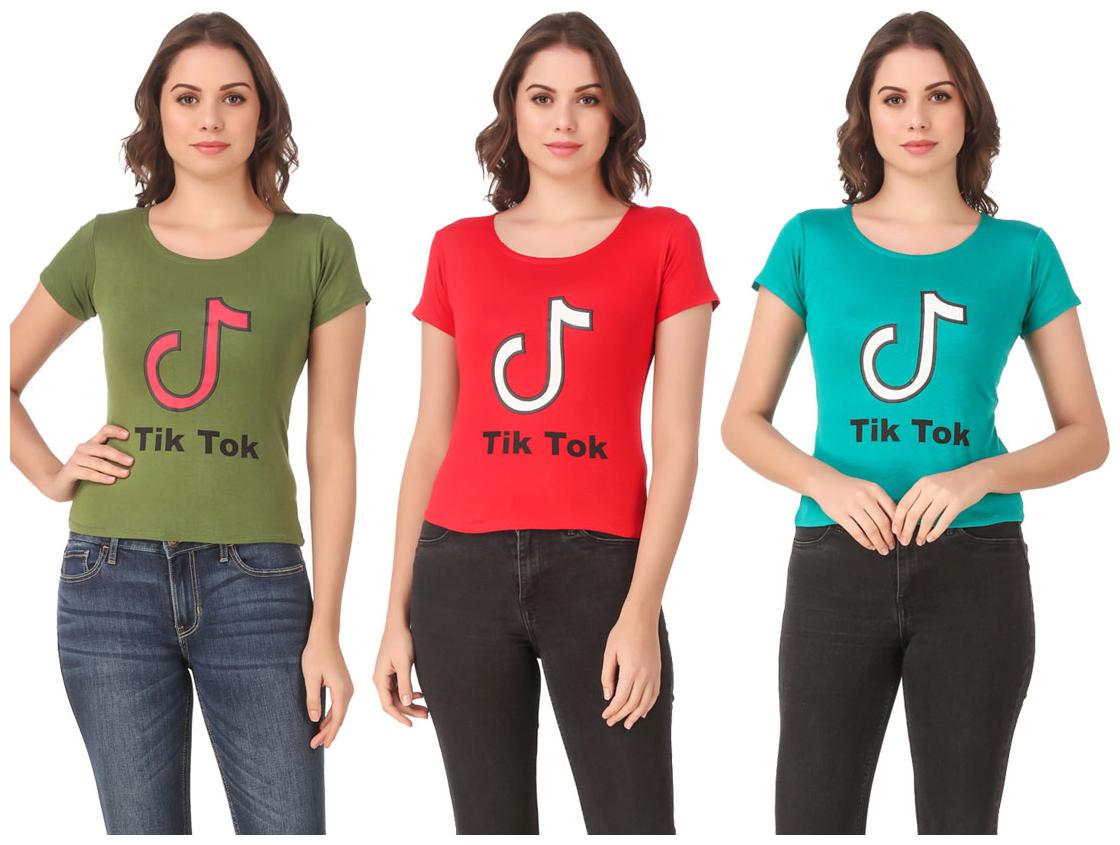 

AARYA WORLD Women Lycra Printed Multi T Shirt