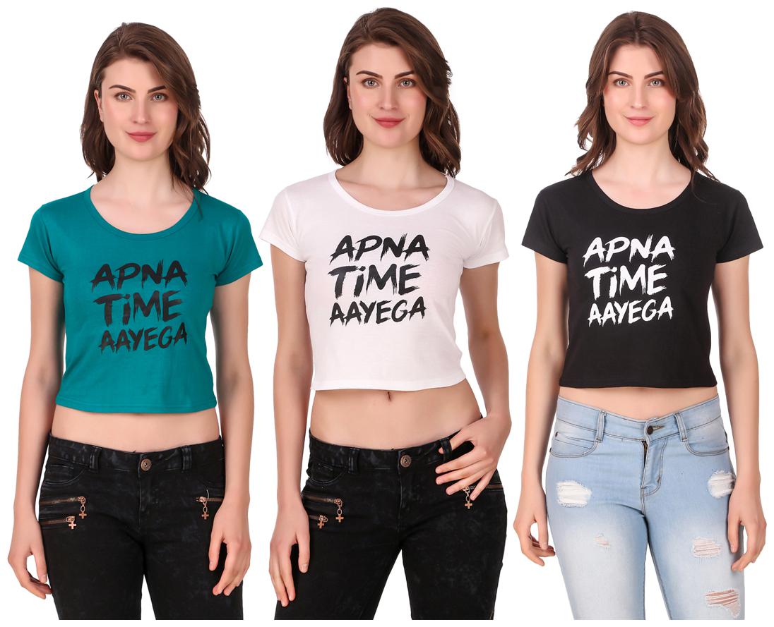 

AARYA WORLD Women Solid Crop top - Multi