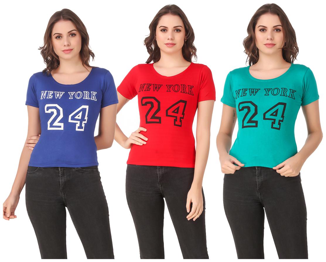 

AARYA WORLD Women Lycra Printed Multi T Shirt
