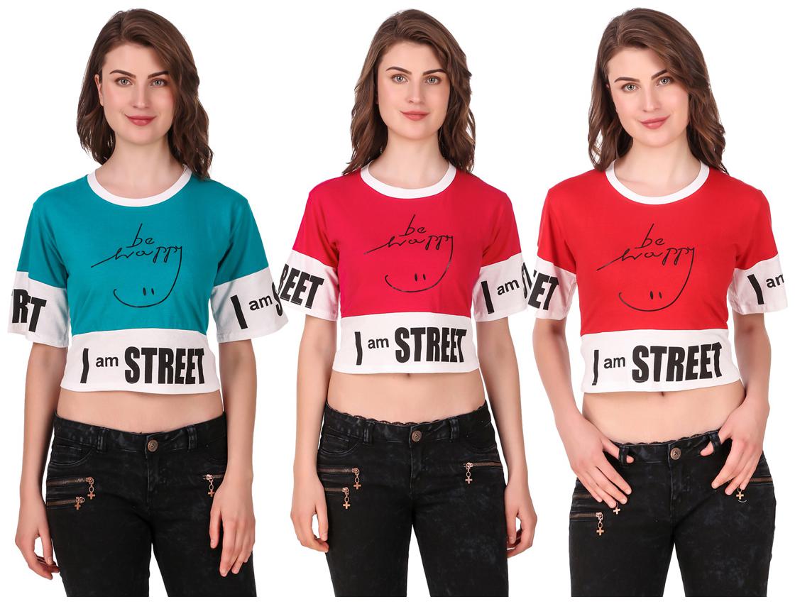 

AARYA WORLD Women Solid Crop top - Multi