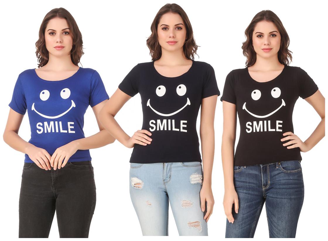 

AARYA WORLD Women Lycra Printed Multi T Shirt