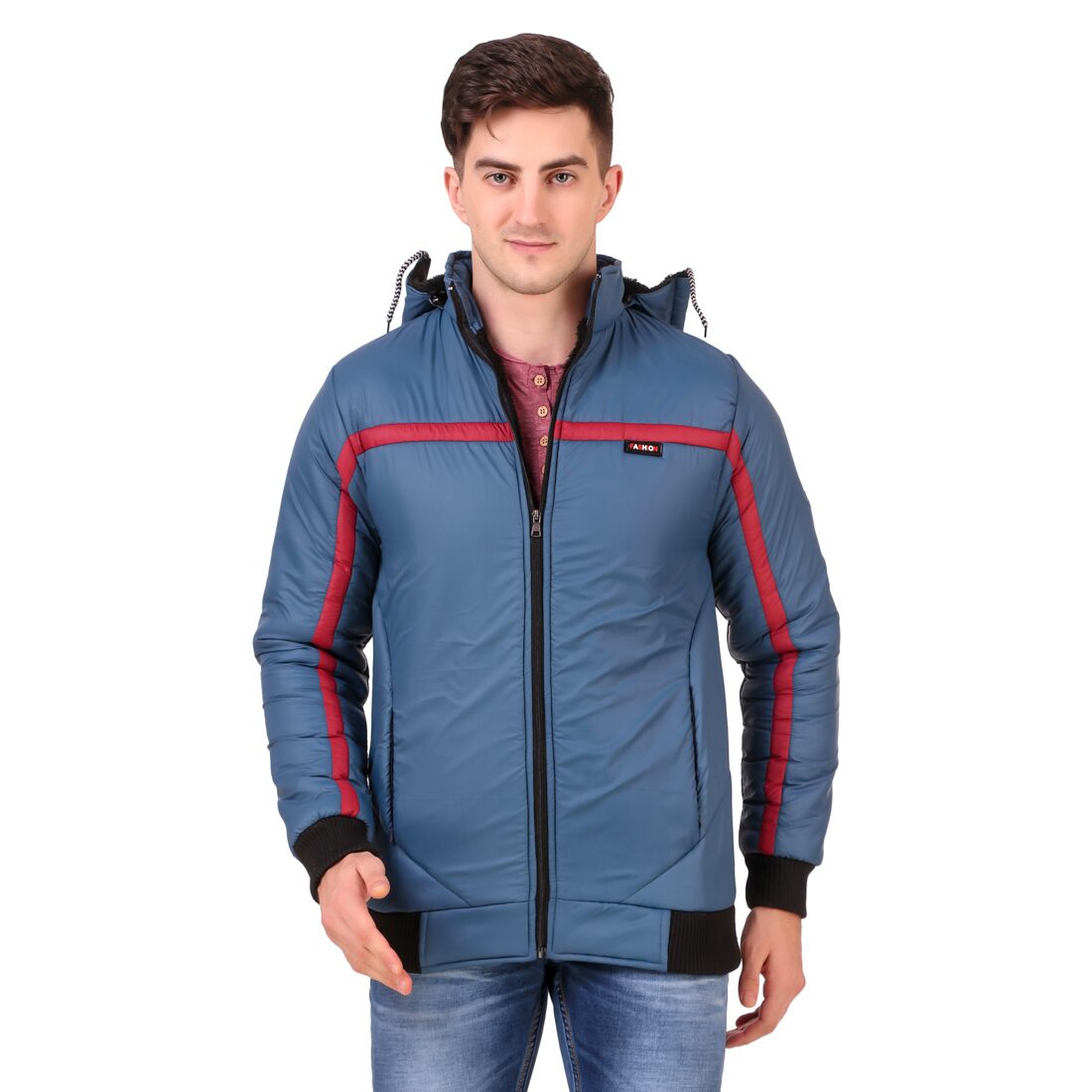 

AARYA WORLD Men Blue Solid Bomber jacket