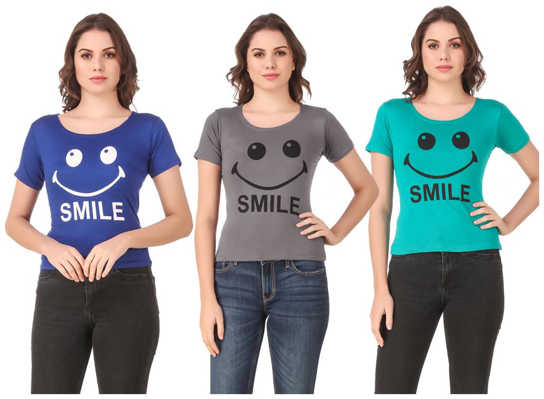 

AARYA WORLD Women Lycra Printed Multi T Shirt