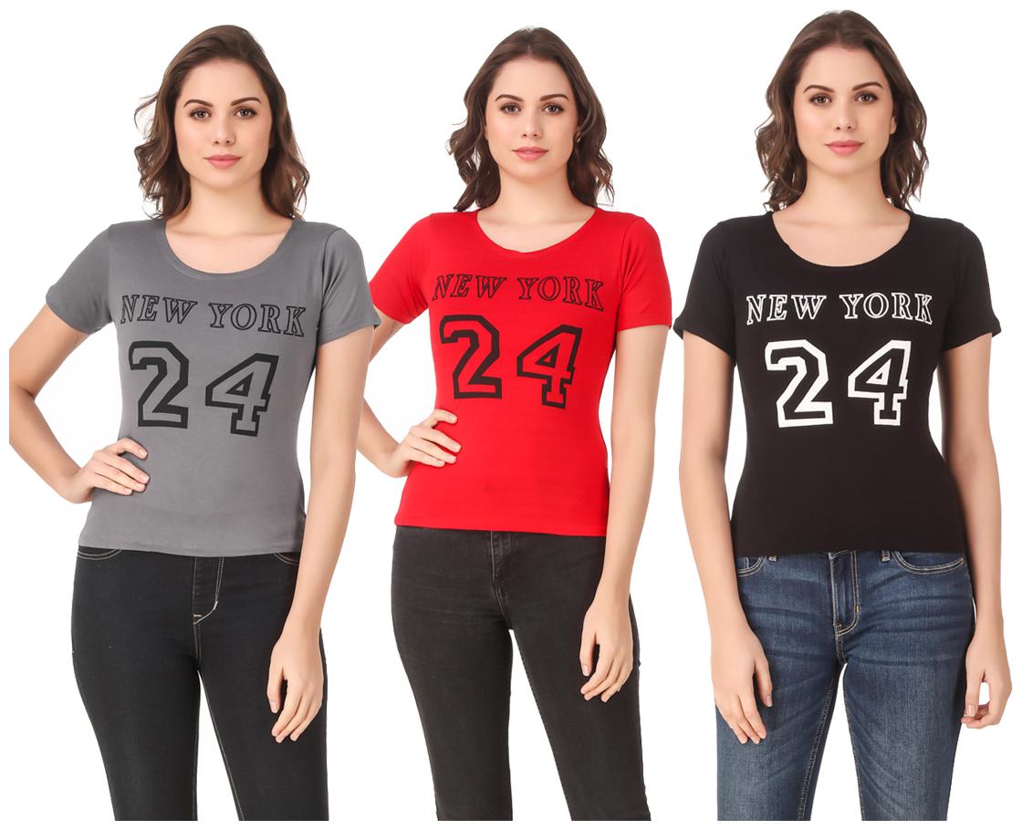 

AARYA WORLD Women Lycra Printed Multi T Shirt