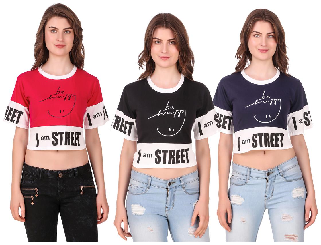 

AARYA WORLD Women Solid Crop top - Multi