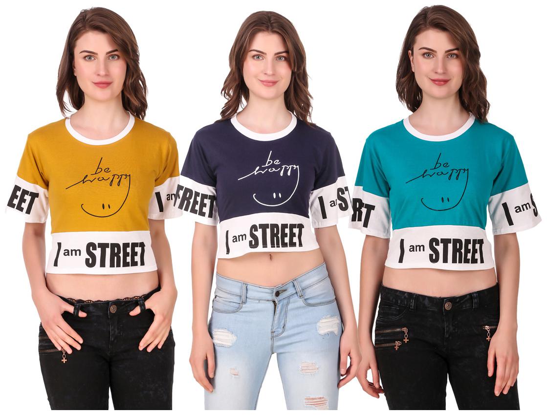 

AARYA WORLD Women Solid Crop top - Multi