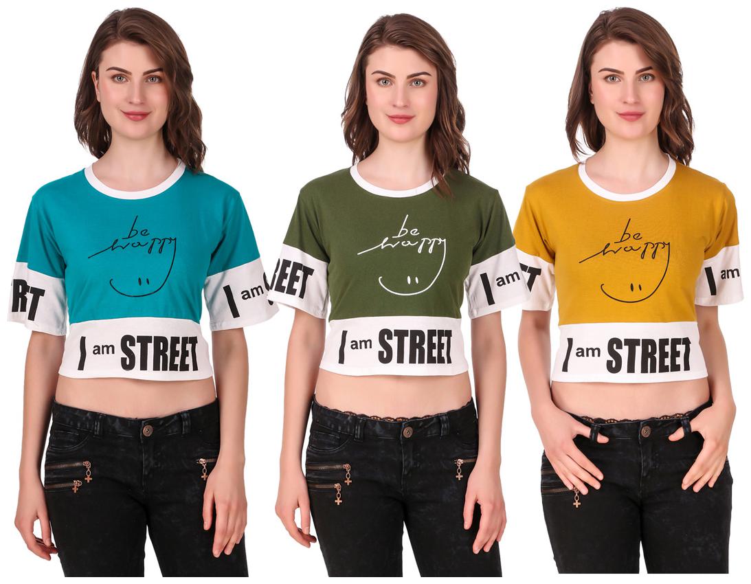 

AARYA WORLD Women Solid Crop top - Multi