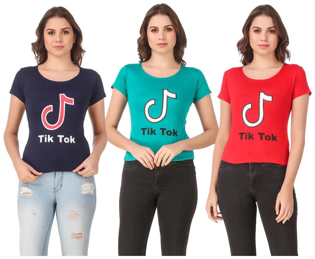 

AARYA WORLD Women Lycra Printed Multi T Shirt