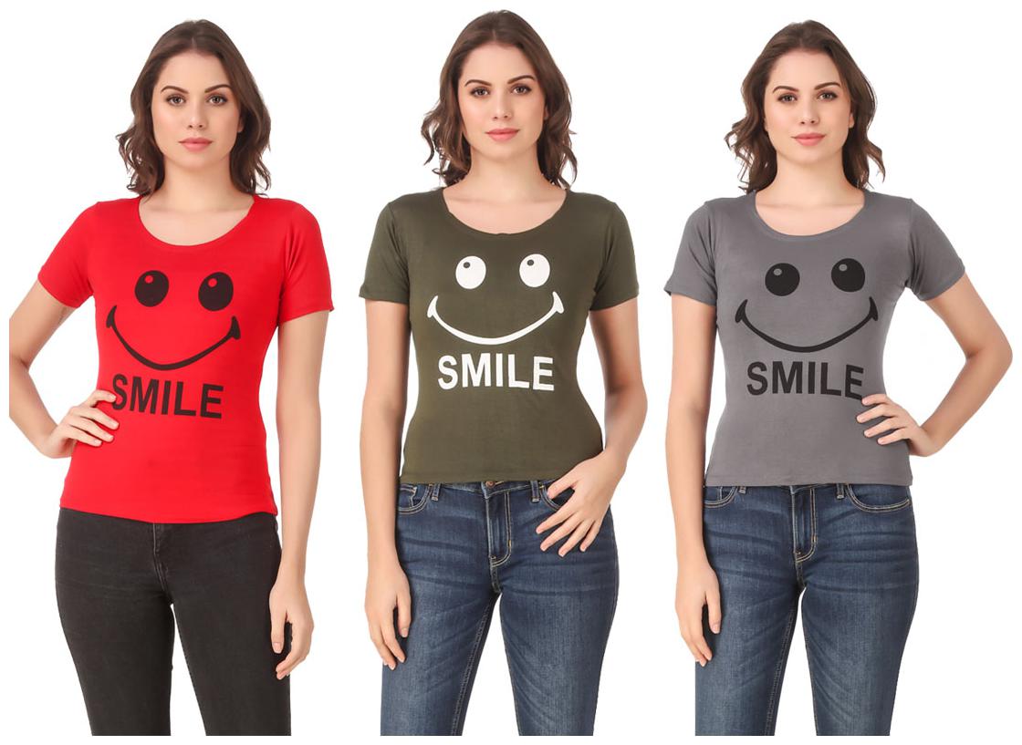 

AARYA WORLD Women Lycra Printed Multi T Shirt
