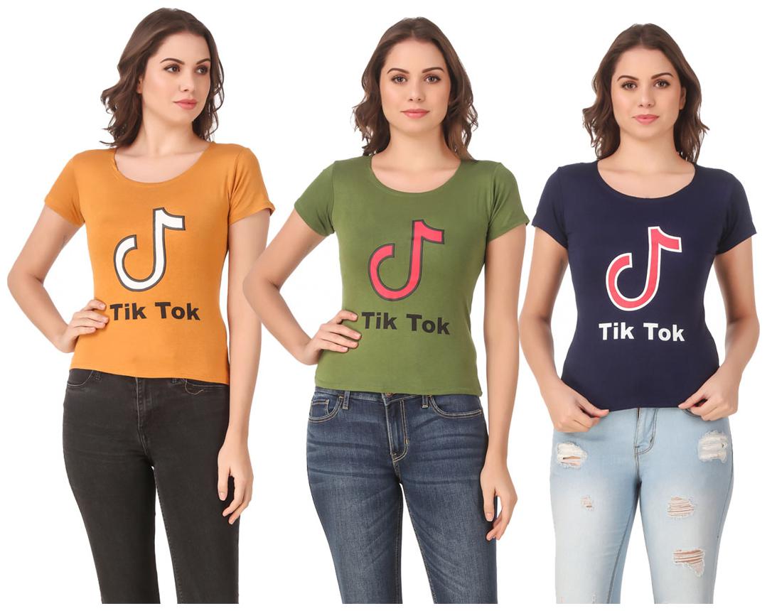 

AARYA WORLD Women Lycra Printed Multi T Shirt