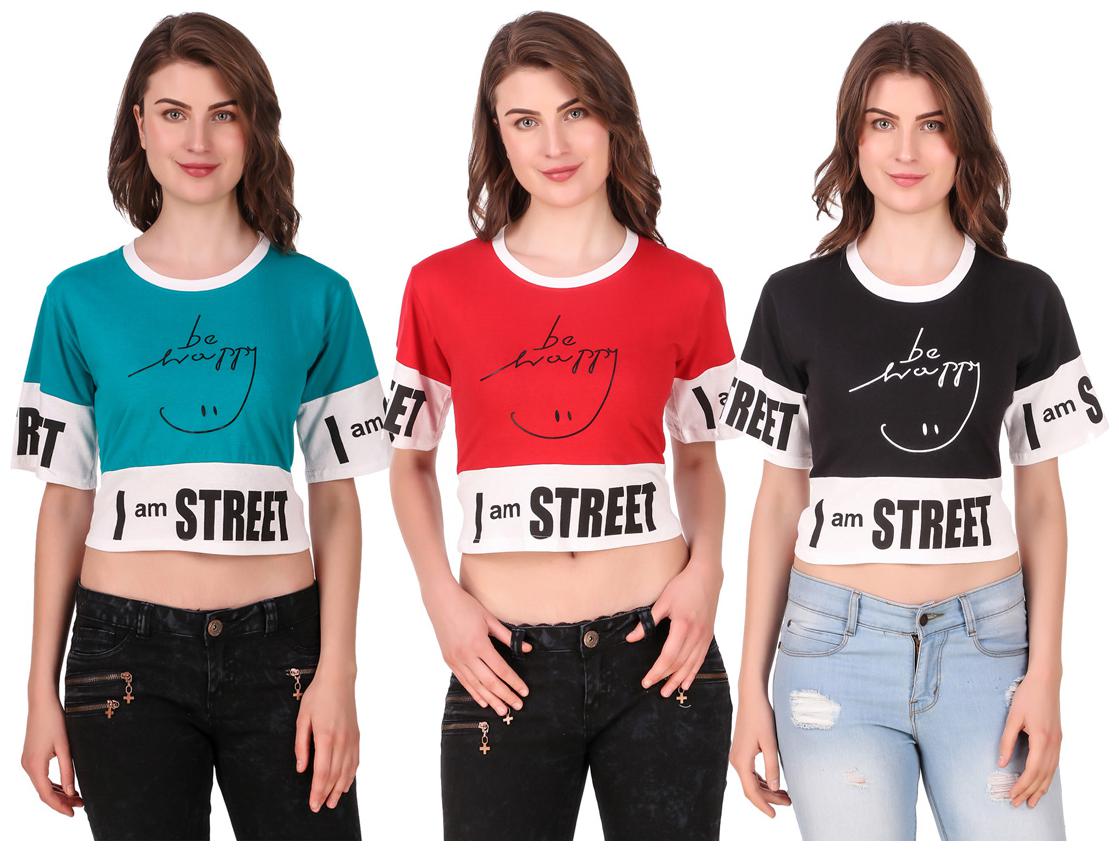 

AARYA WORLD Women Solid Crop top - Multi