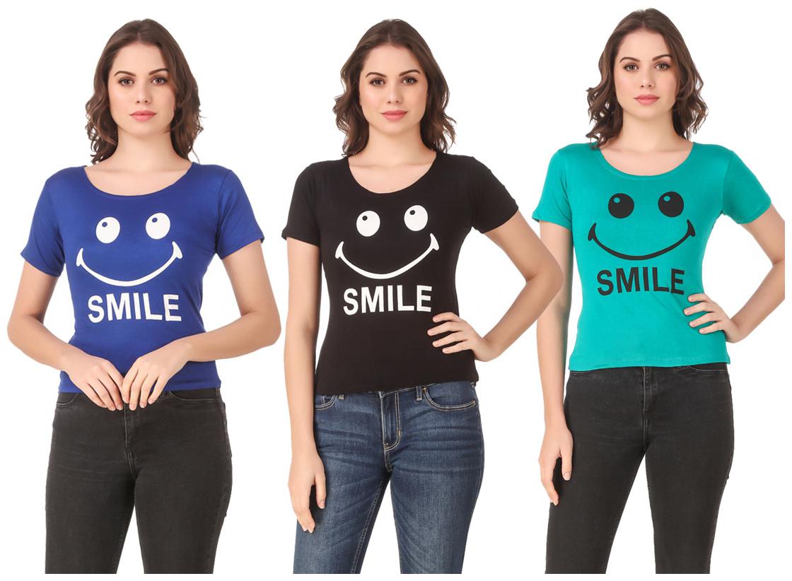 

AARYA WORLD Women Lycra Printed Multi T Shirt