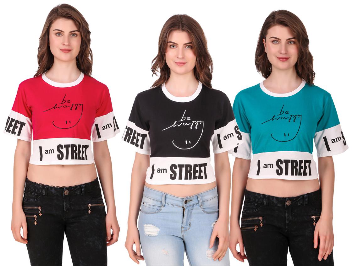 

AARYA WORLD Women Solid Crop top - Multi