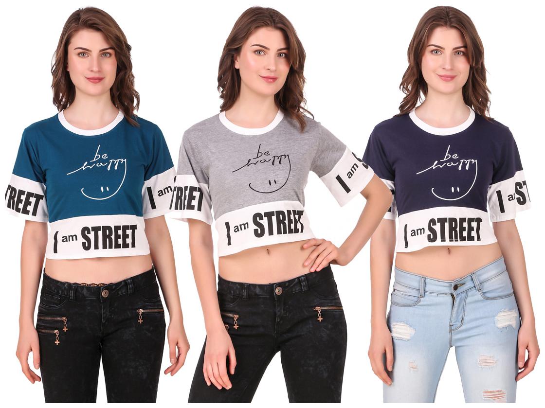 

AARYA WORLD Women Solid Crop top - Multi