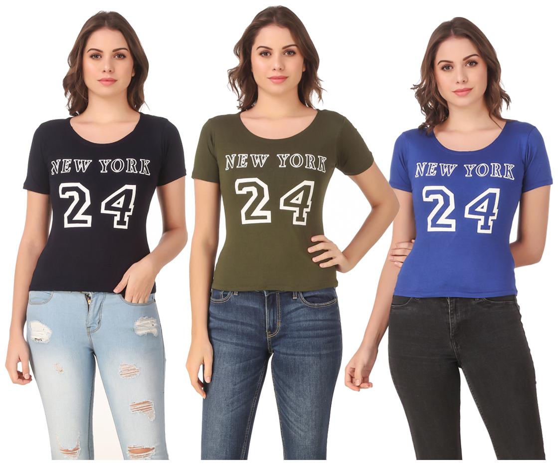

AARYA WORLD Women Lycra Printed Multi T Shirt